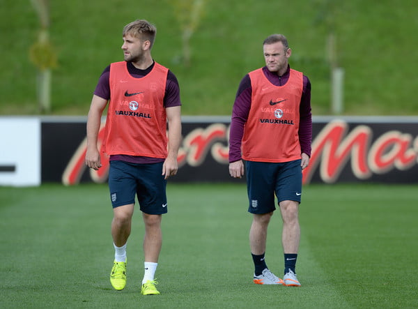 Luke Shaw and Wayne Rooney