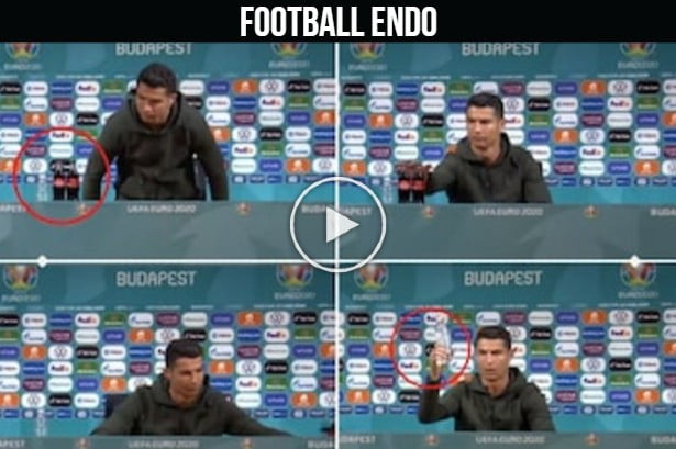 Video: Cristiano Ronaldo replaces UEFA sponsor drink with water - "Drink Water!"