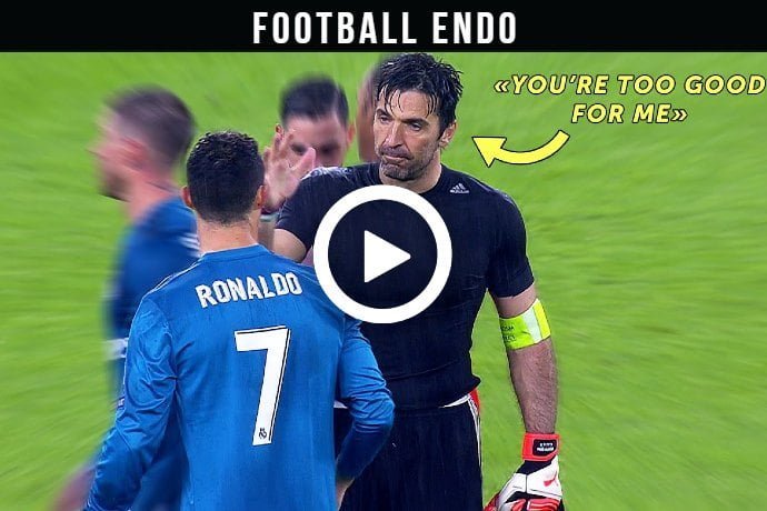 (Video) Watch What happens if goalkeeper Buffon challenges Ronaldo?