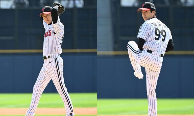 Jung Il Woo Throw First Pitch In A Baseball Match